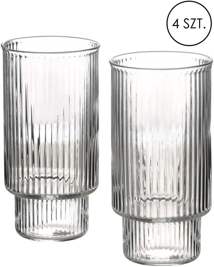 Lumarko Mondex ELLA STRIPES 4 stiklinių rinkinys, pagamintas iš borosilikatinio stiklo (7x5,6x14 cm), po 400 ml