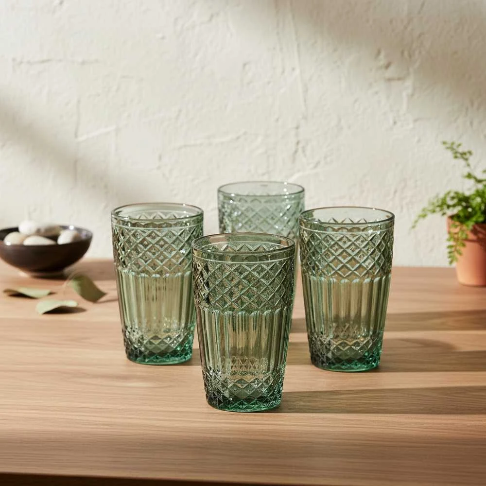 Mondex ELLA Žalias Komplet 4 szklanek 370ml370ml 8x6x12 cm