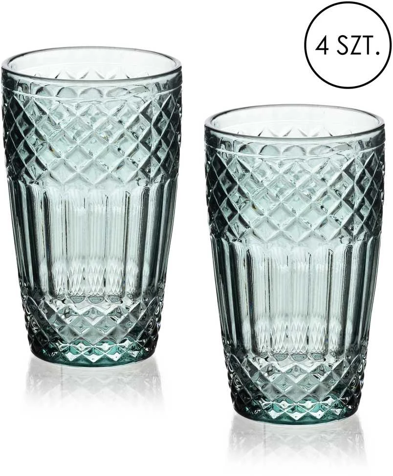 Mondex ELLA Žalias Komplet 4 szklanek 370ml370ml 8x6x12 cm