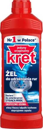 Kanalizacijos vamzdžių valymo priemonė KRET, gelis, 500ml
