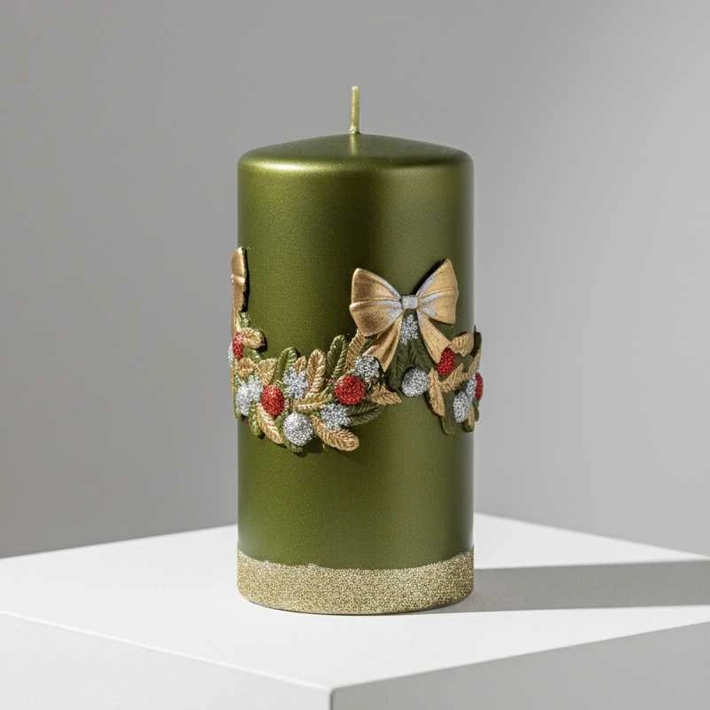 Mondex GARLAND žvakės aplikacija, didelis cilindras, 7x7x18cm, žalias parafinas
