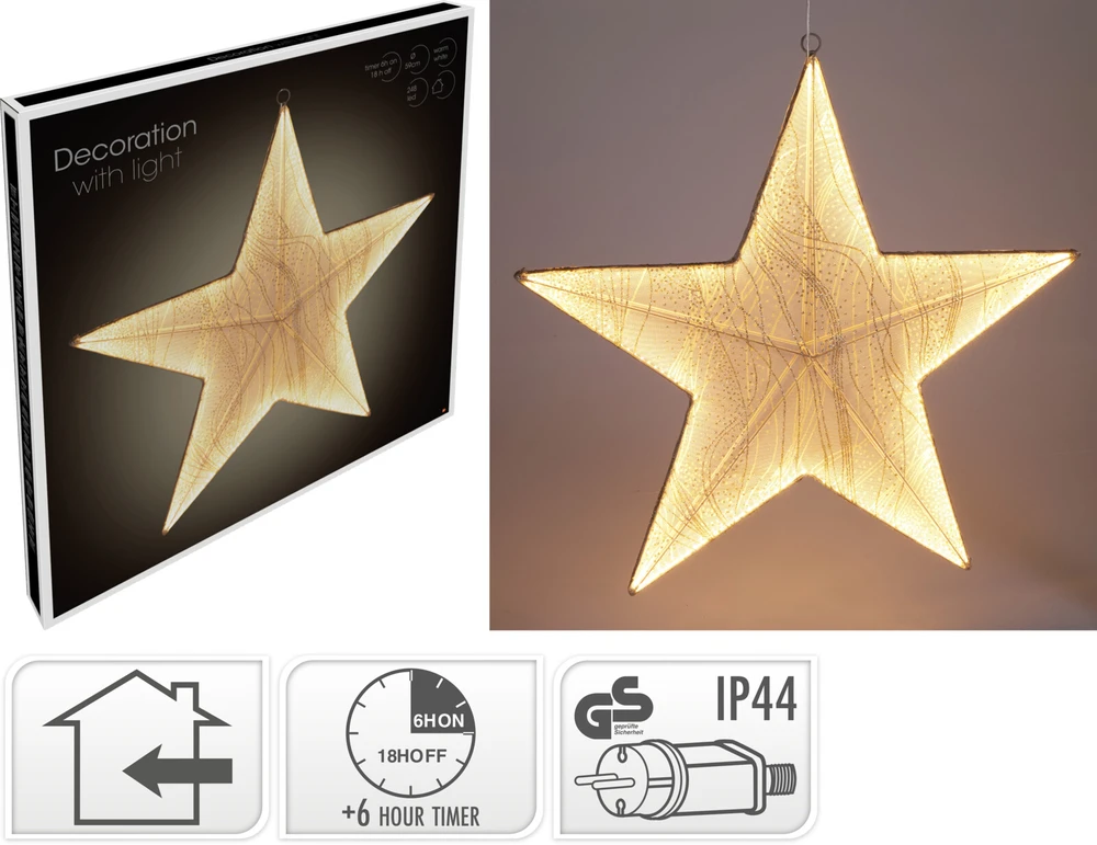 Mondex KOOPMAN DEKORACJA ŚWIETLNA GWIAZDA 59x59CM 248LED