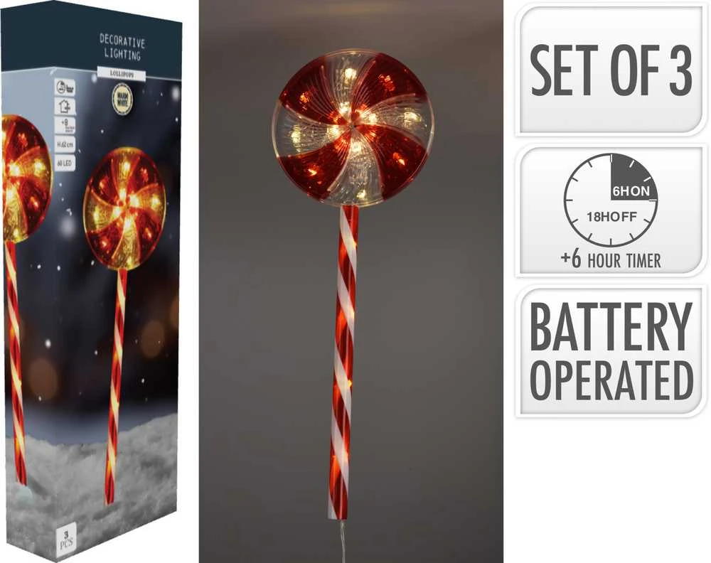 Mondex Kalėdų žibintai Lolly Lauke 60 LED 62 cm - Sodo apšvietimas