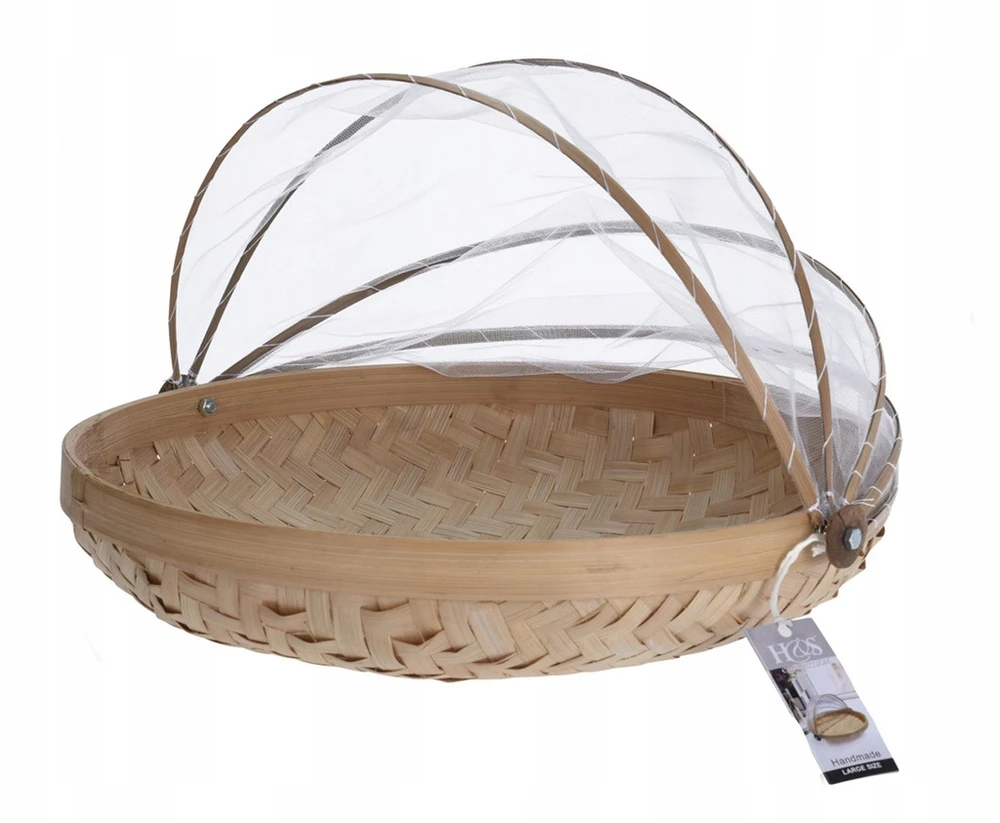 Mondex KOMPLET 3 KOSZY BAMBUSOWYCH Z MOSKITIERĄ 35CM