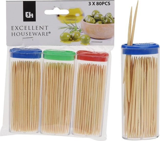 Affek Design Bambukiniai dantų krapštukai 3x80 vnt.