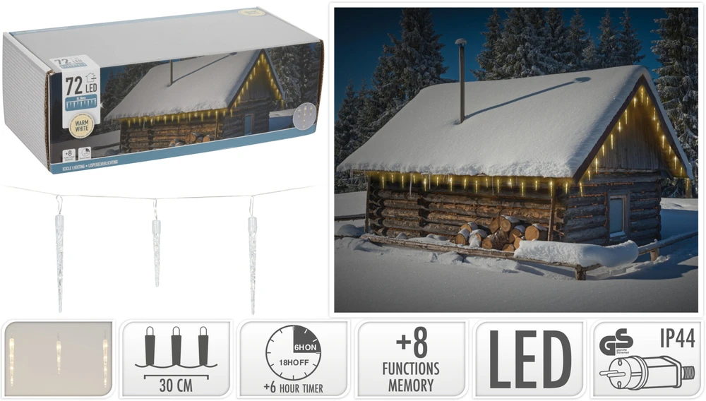 Mondex Lauko kalėdinė girlianda 72 LED 6,9 m