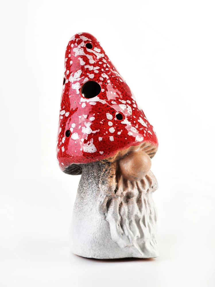 Mondex Keramikinis žibintas Toadstool-Kalėdų Senelis LED baltos ir raudonos spalvos mišinys 3 raštai 8,7x7x9x17,7 cm