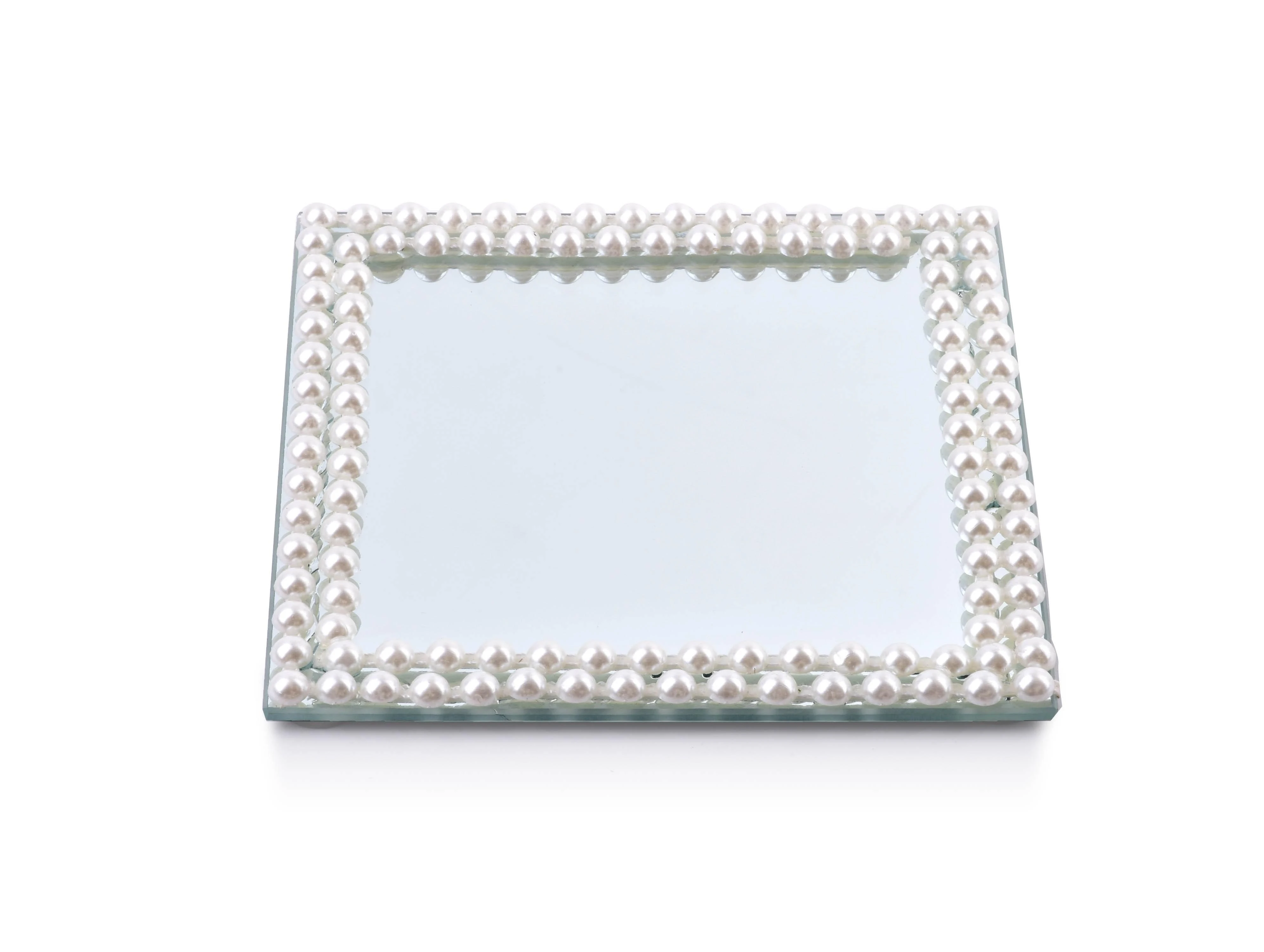 Mondex Veidrodinis padėklas žvakei 15cm,kvadratinis,Margot Pearl