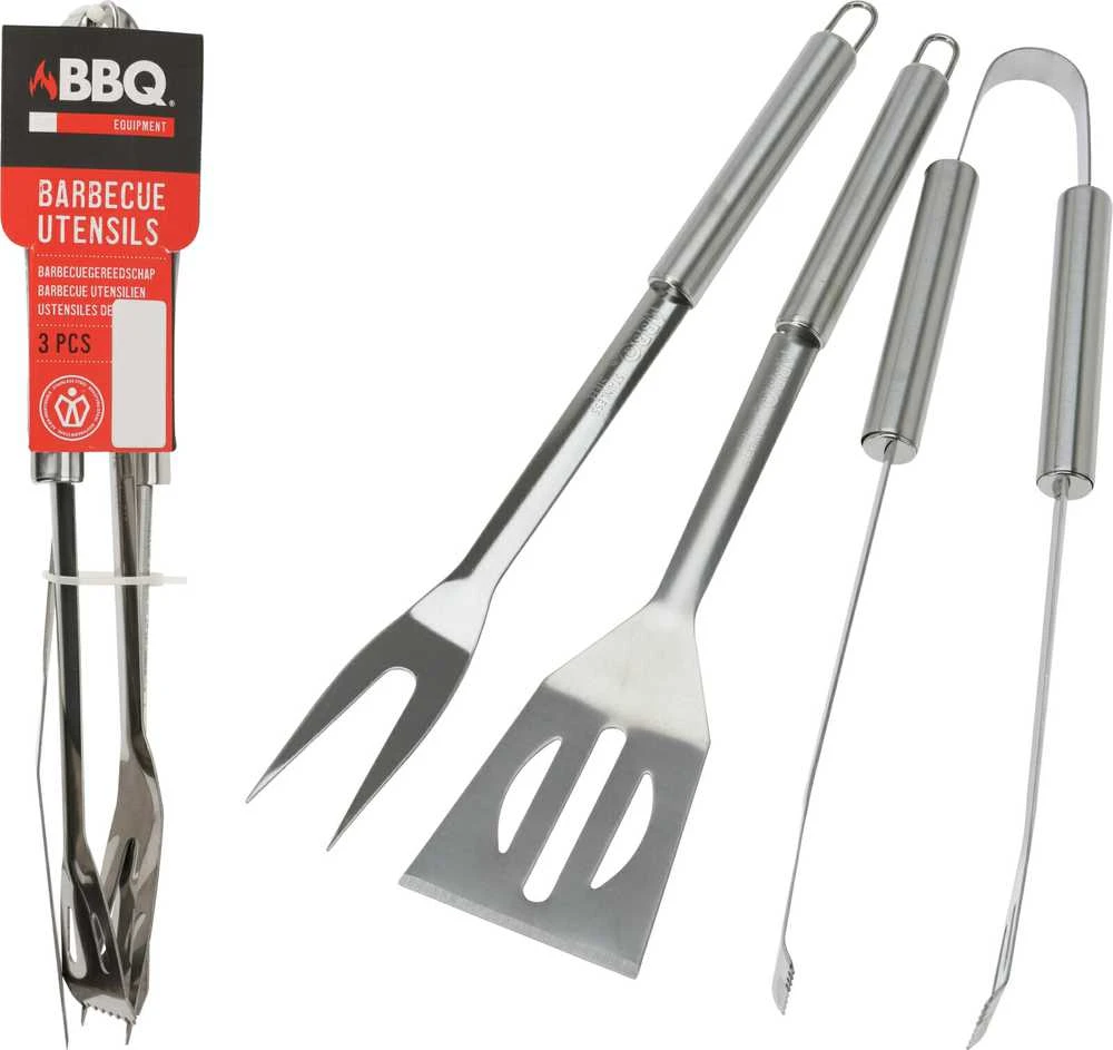 BBQ Grilio įrankių rinkinys plienas 3 vnt.
