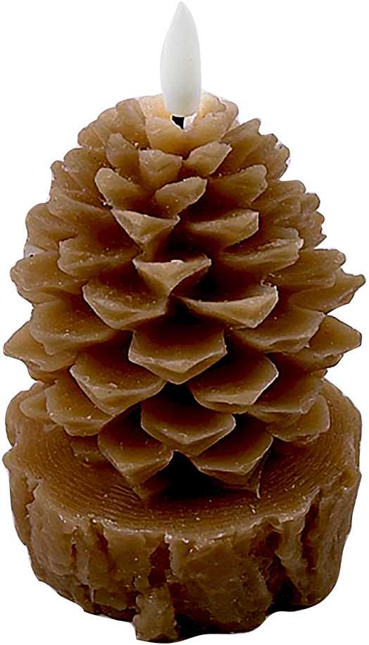 Mondex Since 1986 NIKOLAO BROWN Świeca LED 9x9x15,5 cm szyszka na pniu AW25