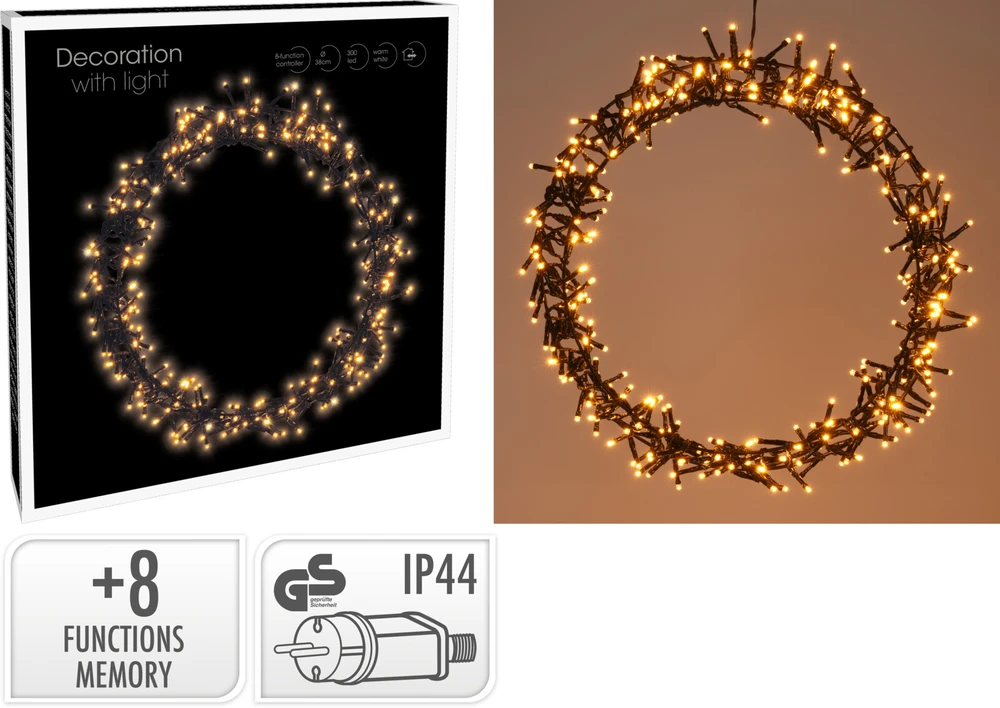 Mondex Home Styling Collection Kalėdinė dekoracija 300 LED, šilta balta, Ø 38 cm