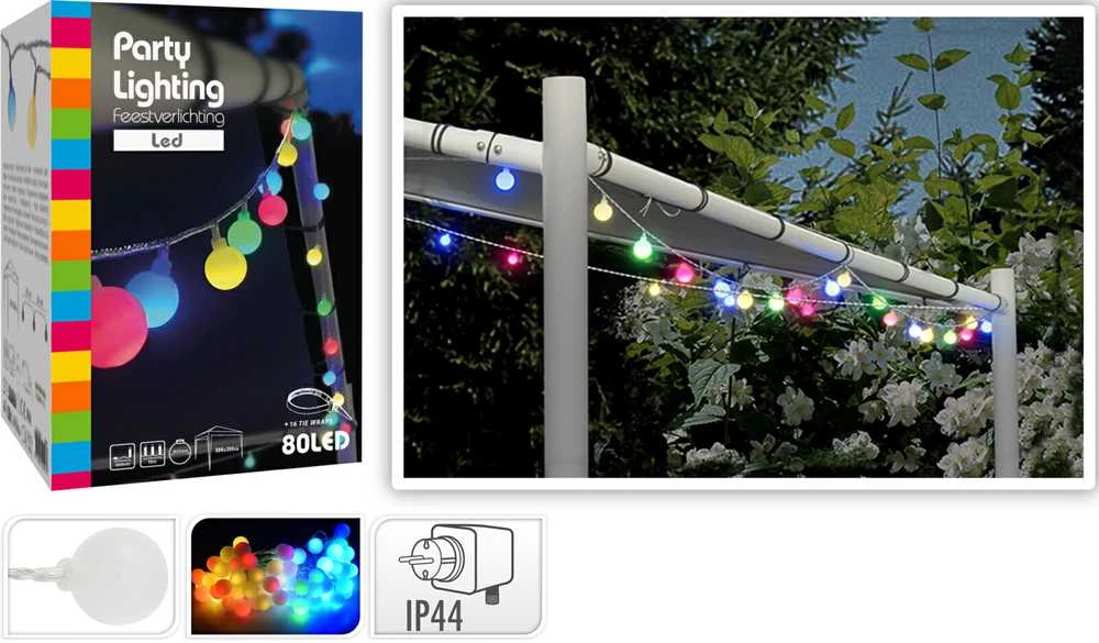 Party Lighting ProGarden Sodo girliandos vakarėlio šviesa, 80 LED, daugiaspalvė