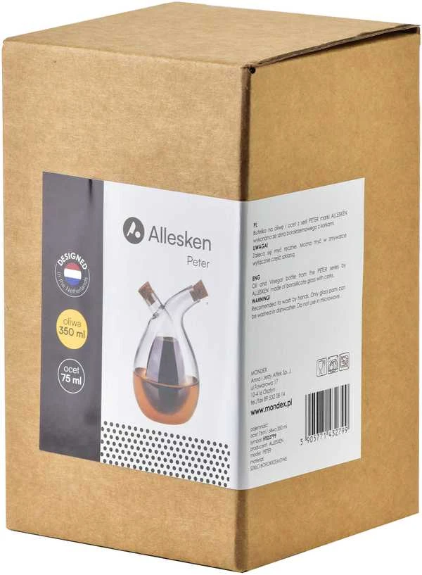 Excellent Houseware „Mondex Since 1986 PETER“ buteliai alyvuogių aliejui (350 ml), actui (75 ml), 10 x 10 x 16 cm