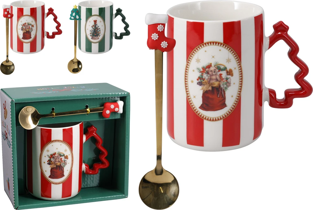 Mondex PORCELANOWY KUBEK Z ŁYŻECZKĄ 2 WZORY