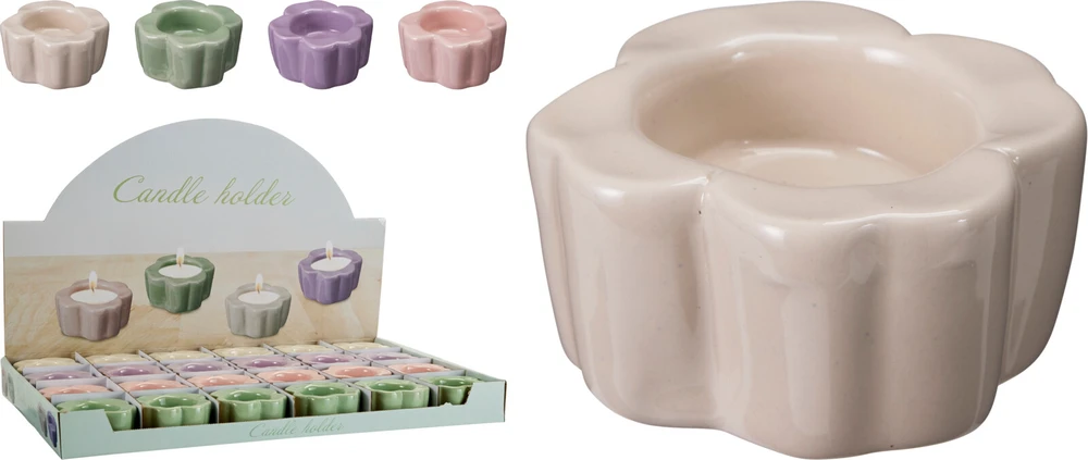 Mondex Porcelianinė žvakidė 8 cm, 4 spalvų