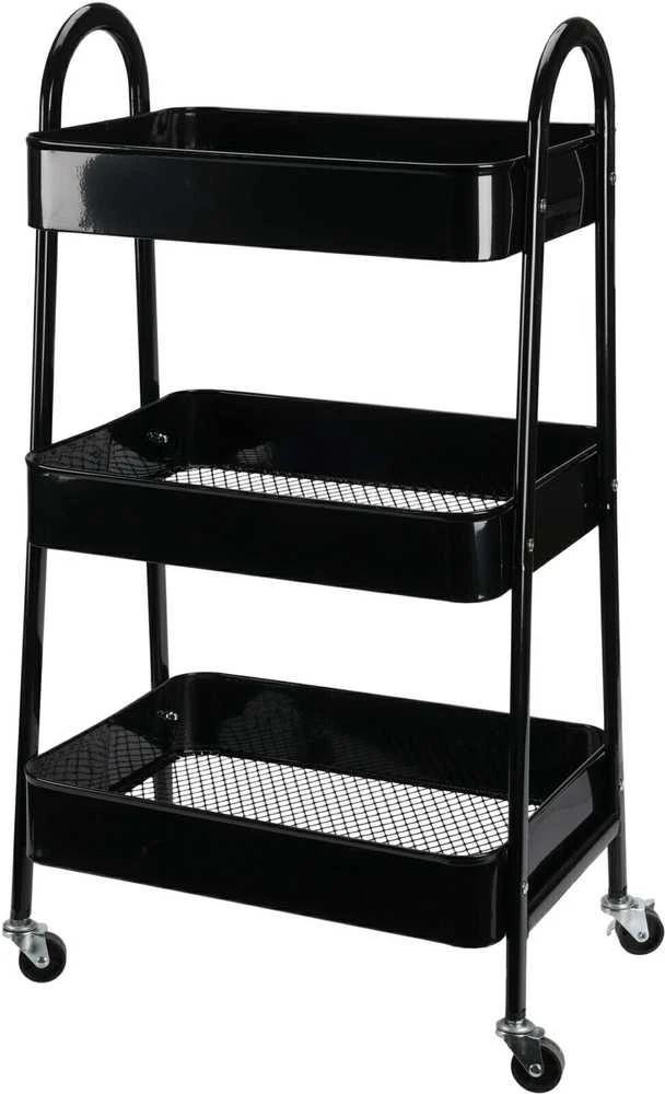 Storage Solutions Mobilus Metalinis Lentynas 3 Lygiai Juodas 44x31,5x78,5 cm