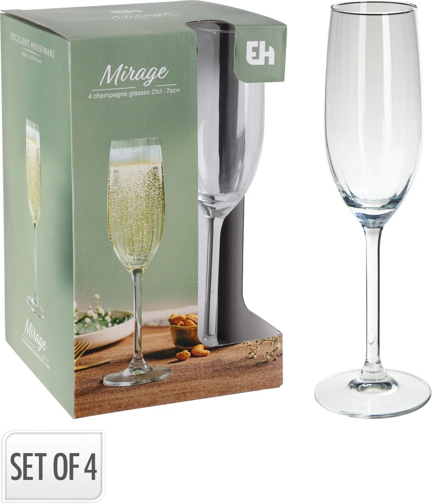 Mondex Prabangių šampano taurių komplektas 210ml, 4 vnt.