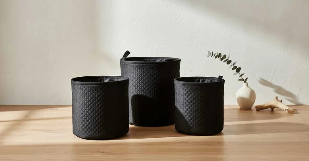 Mondex SARA Juodas KOMPLET 3 KOSZY 38x38x38/34x34x34/30x30x30 cm