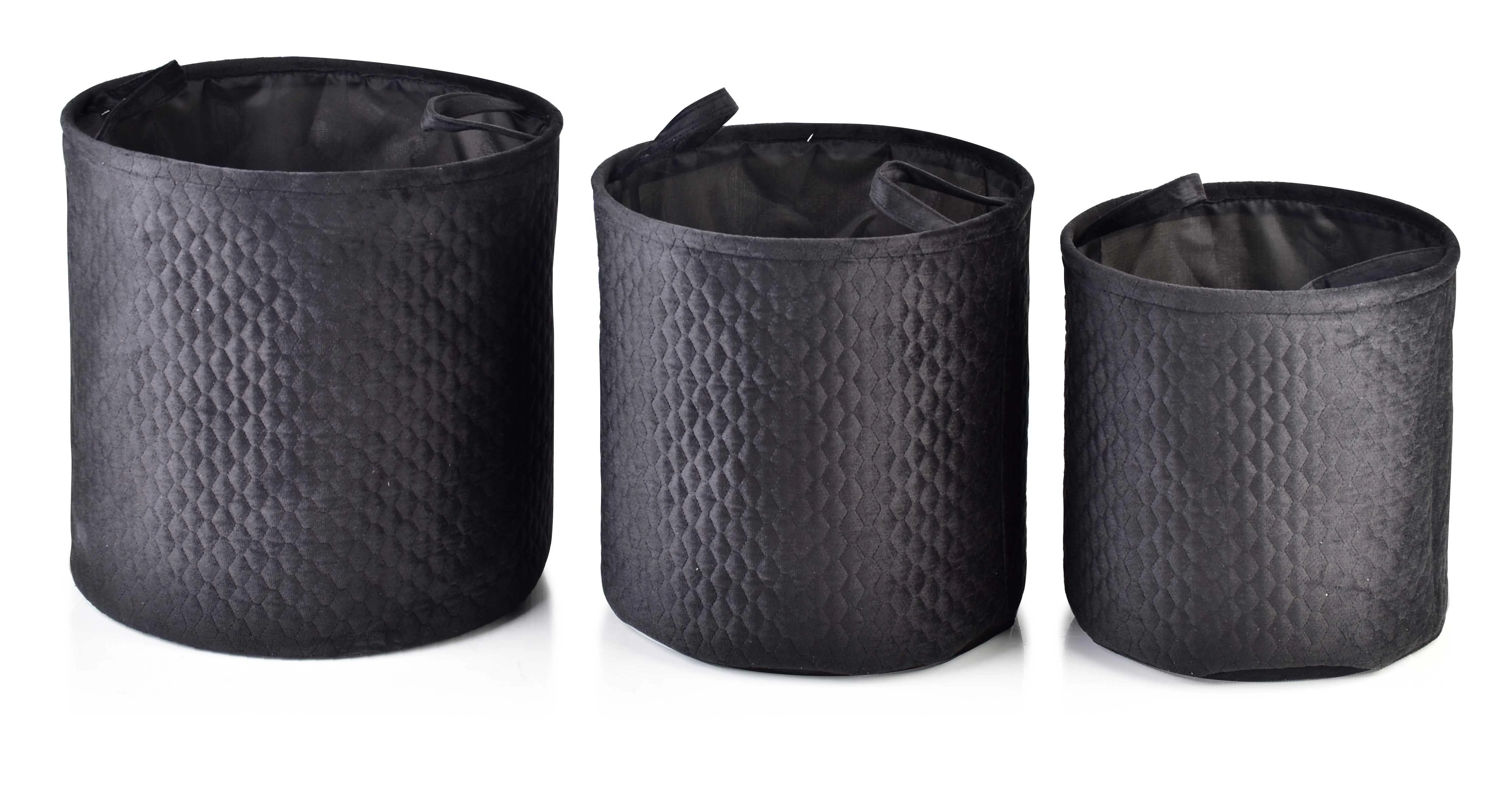 Mondex SARA Juodas KOMPLET 3 KOSZY 38x38x38/34x34x34/30x30x30 cm
