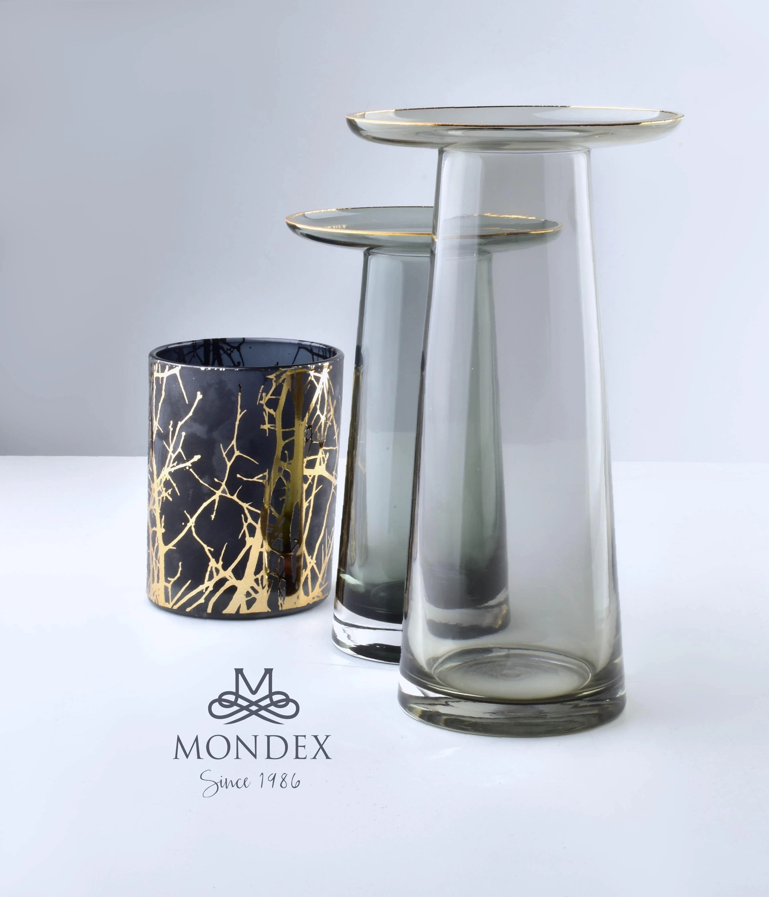 Mondeks Mondex SERENITE vaza su apvadu, 13,5x13,5x20 cm, rutulys