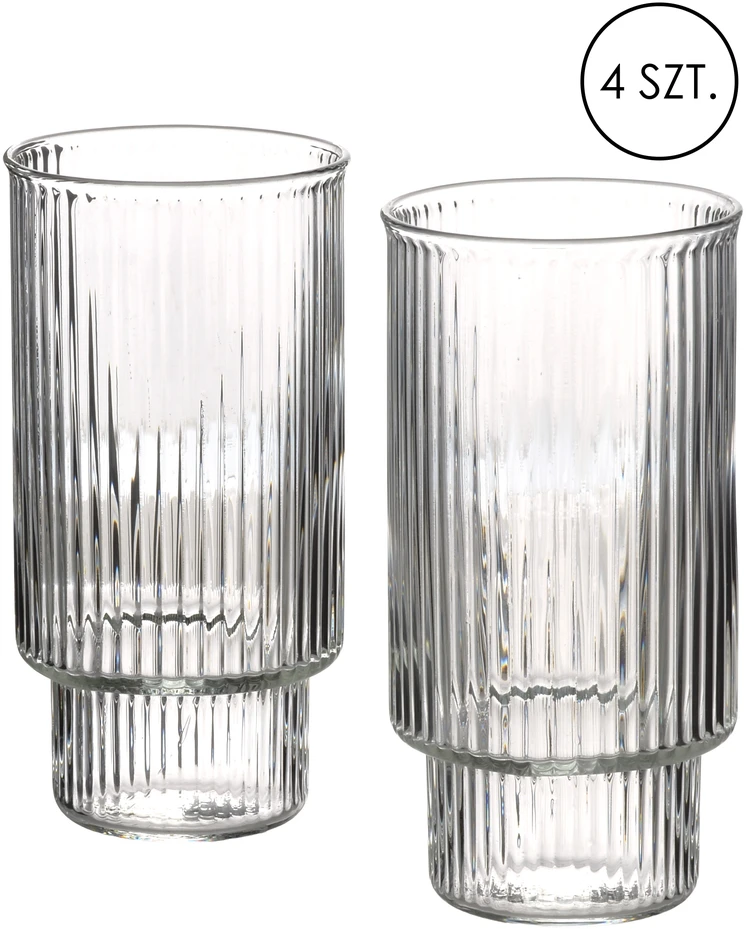 Mondex Since 1986 ELLA STRIPES 4 stiklinių rinkinys 400 ml iš borosilikatinio stiklo 7x5,6x14 cm