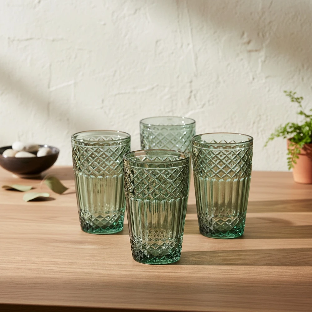 Mondex Since 1986 ELLA Žalias Komplet 4 szklanek 370ml370ml 8x6x12 cm