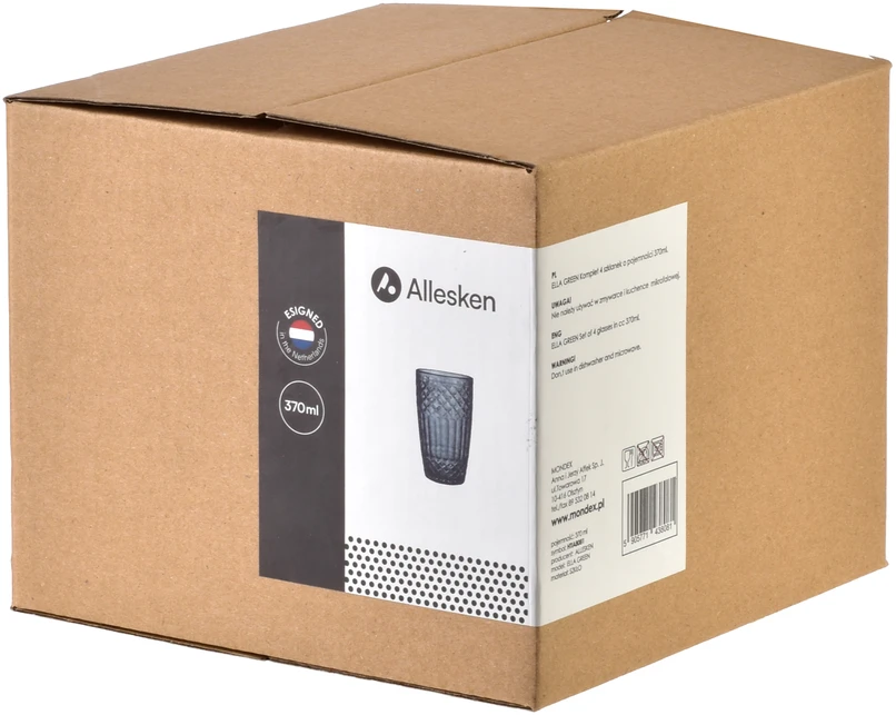 Mondex Since 1986 ELLA Žalias Komplet 4 szklanek 370ml370ml 8x6x12 cm