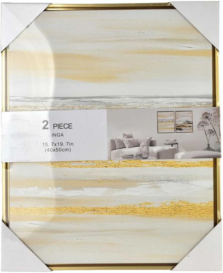 Mondex Since 1986 INGA 2 paveikslų rinkinys 40x50cm aukso juoda abstrakcija