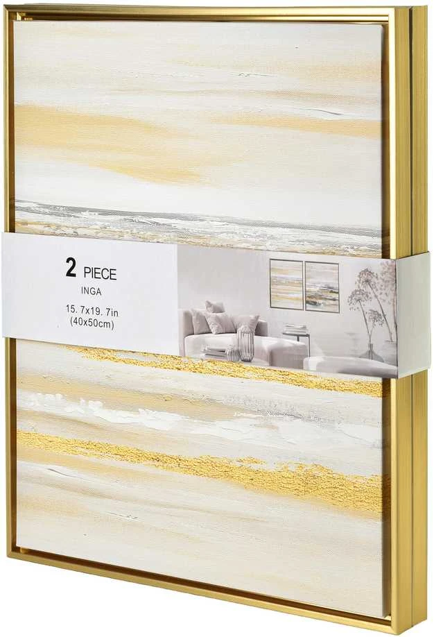 Mondex Since 1986 INGA 2 paveikslų rinkinys 40x50cm aukso juoda abstrakcija