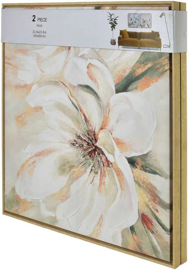 Mondex Since 1986 INGA 2 paveikslų rinkinys 60x60cm baltos gėlės