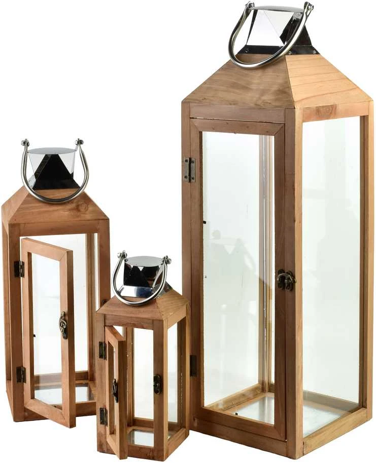 Mondex Since 1986 LEVI Komplet 3 latarni20x20x62cm/15x15x42cm/10x10x28cm