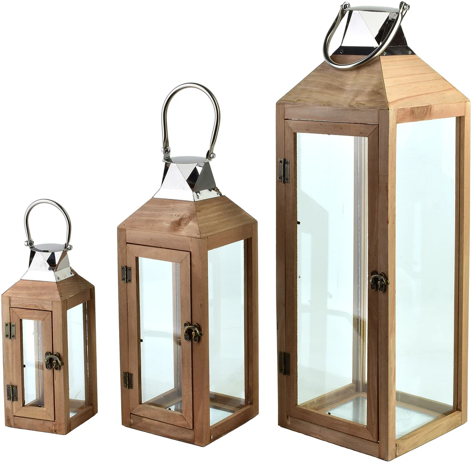 Mondex Since 1986 LEVI Komplet 3 latarni20x20x62cm/15x15x42cm/10x10x28cm