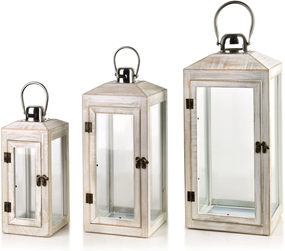 Mondex Since 1986 LOKKE Komplet 3 latarni 20x20x47/16x16x39/12x12x29cm