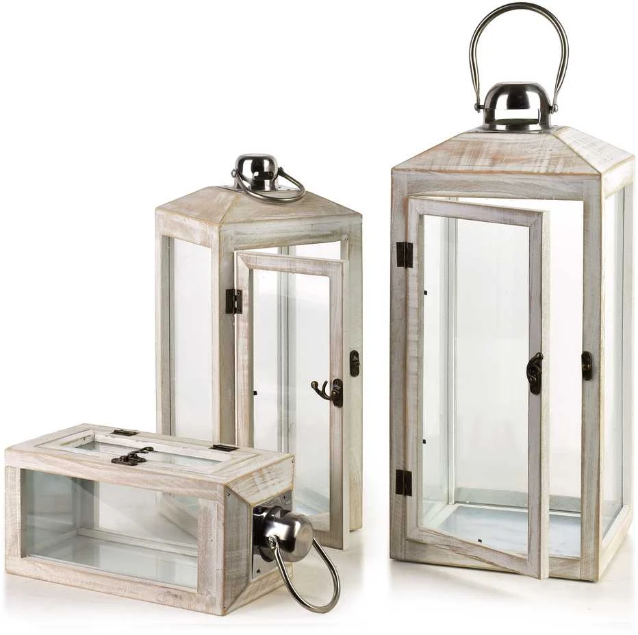Mondex Since 1986 LOKKE Komplet 3 latarni 20x20x47/16x16x39/12x12x29cm