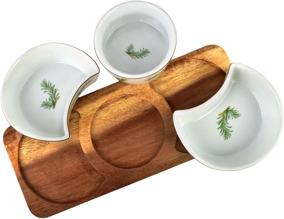 Mondex Since 1986 MODERN KITCHEN Deska su 3 miskami 8,5x42x/11x9,5x3,5cm(26,5x11x1,2cm) 2x150ml+1x120ml rozmaryn
