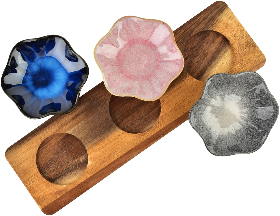 Mondex Since 1986 MODERN KITCHEN Deska su 3 miskami 11x10x3cm (32,5x10x1,2cm) poj.80ml