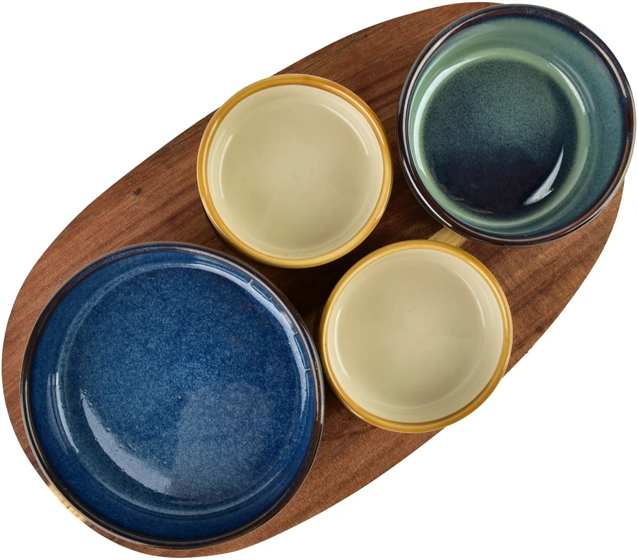 Mondex Since 1986 MODERN KITCHEN Deska su 4 miskami 11x3,58,5x42x/7x3,3cm (28x16x1,2cm) 160ml/120ml/80ml