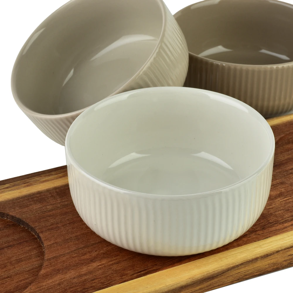Mondex Since 1986 MODERN KITCHEN Deska su 3 miskami 10x10x4,5cm(32x11x1,2cm) 210ml
