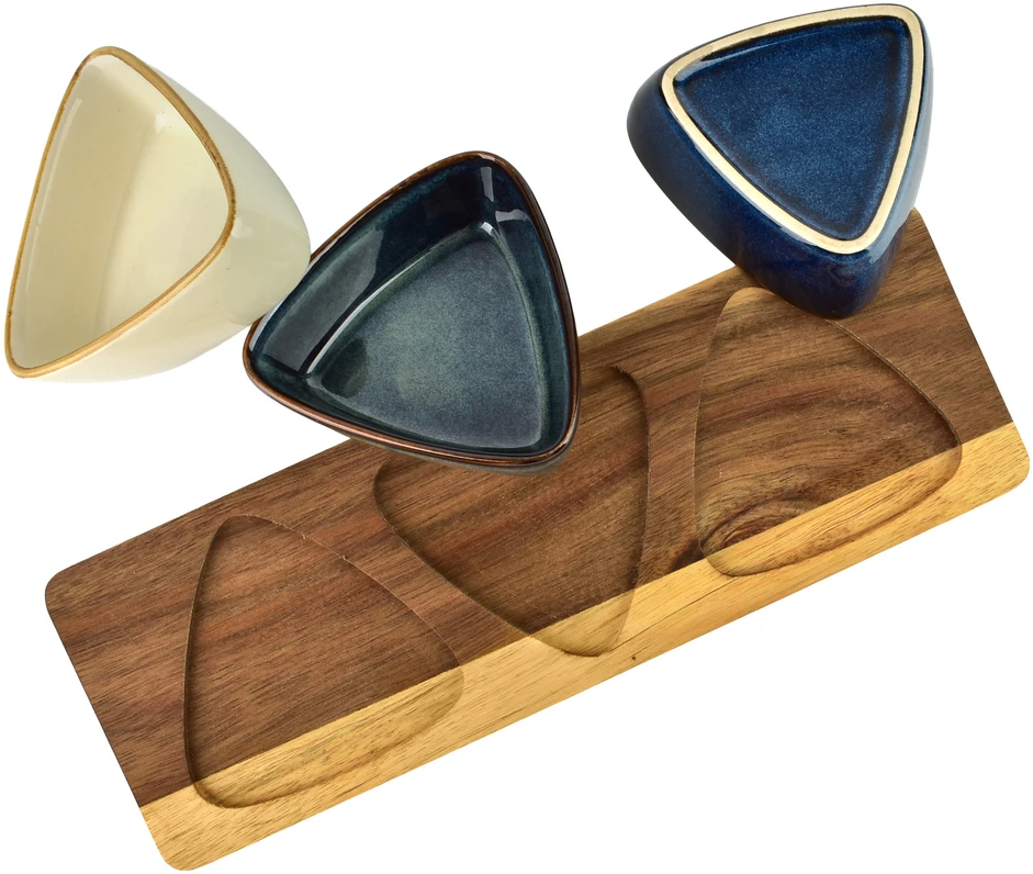 Mondex Since 1986 MODERN KITCHEN Deska su 3 miskami 9x9x3,5cm(28x9,5x1,2cm) 100ml