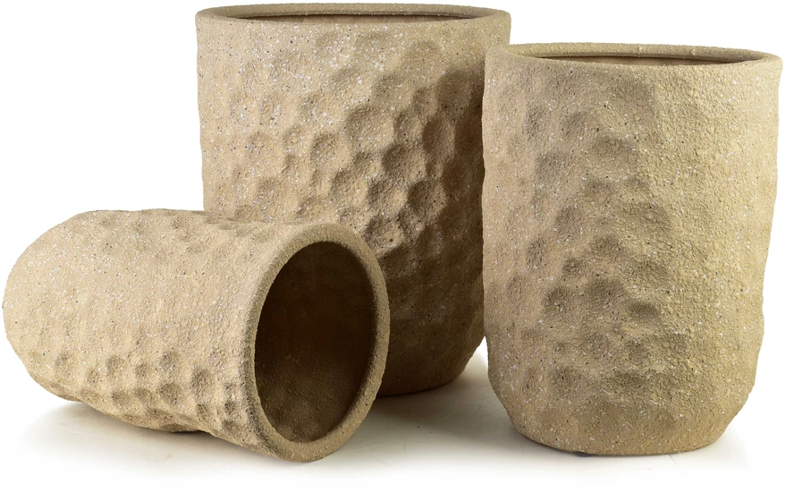 Mondex Since 1986 NEVA BEIGE 3 keraminių užvalkalų rinkinys 39x39x46cm 31.5x31.5x42.5cm 25.5x25.5x39cm