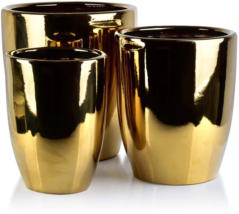 Mondex Since 1986 NEVA GOLD 3 keraminių užvalkalų rinkinys 39x39x42cm 32x32x38.5cm 26x26x35cm