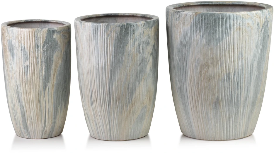Mondex Since 1986 NEVA MARBLE 3 keraminių užvalkalų rinkinys 37x37x47/30x30x43/24x24x40cm