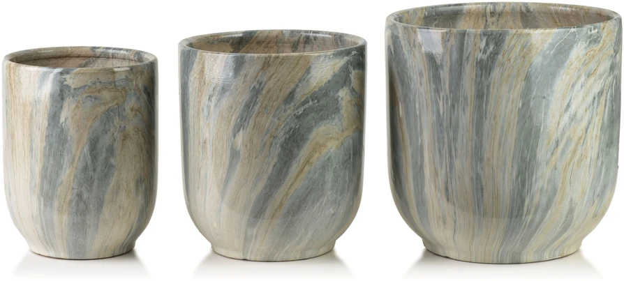 Mondex Since 1986 NEVA MARBLE 3 keraminių užvalkalų rinkinys 28x28x29/23,5x23,5x26,5/19x19x24,5cm