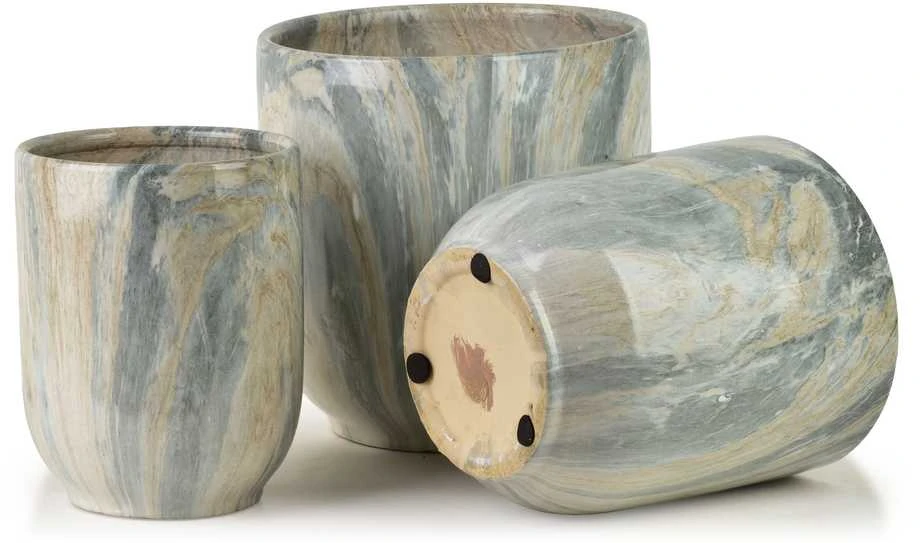 Mondex Since 1986 NEVA MARBLE 3 keraminių užvalkalų rinkinys 28x28x29/23,5x23,5x26,5/19x19x24,5cm