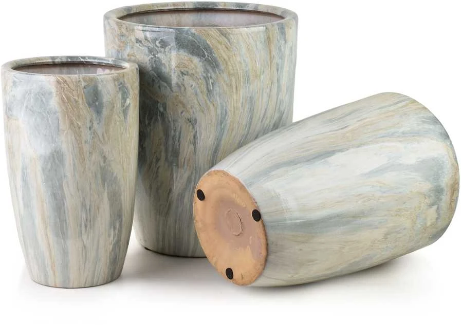 Lumarko Mondex Since 1986 NEVA MARBLE 3 keraminių užvalkalų rinkinys 37x37x45,5/30,5x30,5x42,5/24x24x40 cm