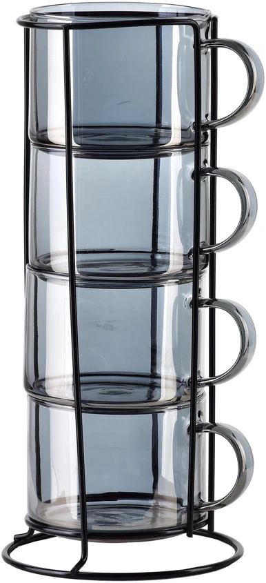 Mondex Since 1986 PETER Pilkas Komplet 4 filiżanek na stojaku 350ml 12,5x12,5x27 cm