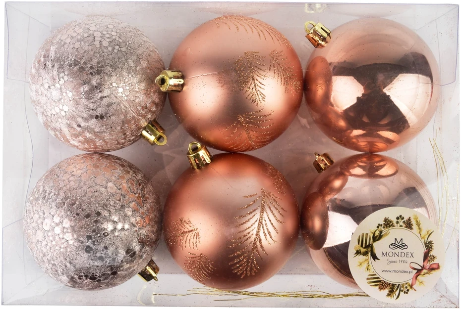 Mondex Since 1986 SANTA LILA 6 kalėdinių rutulių rinkinys 8 cm