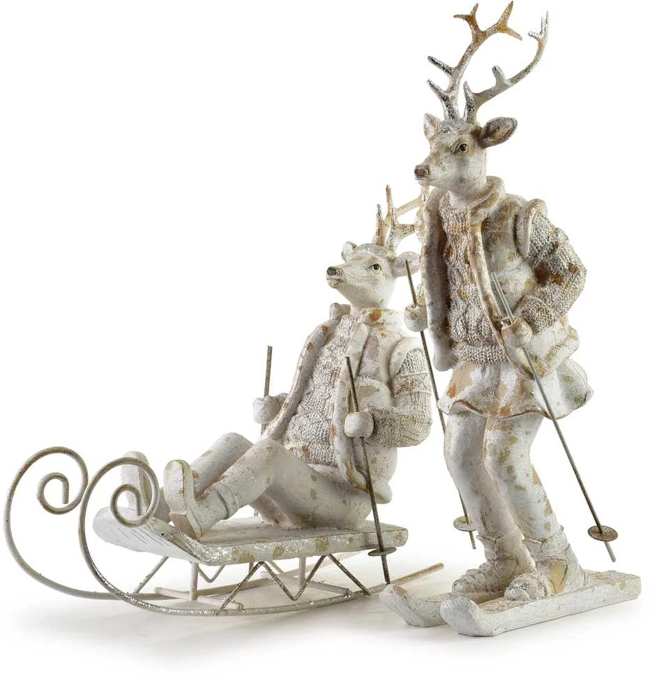 Mondex Since 1986 SANTA LILA Briedžio ant slidžių figūrėlė 16x11x32,5 cm