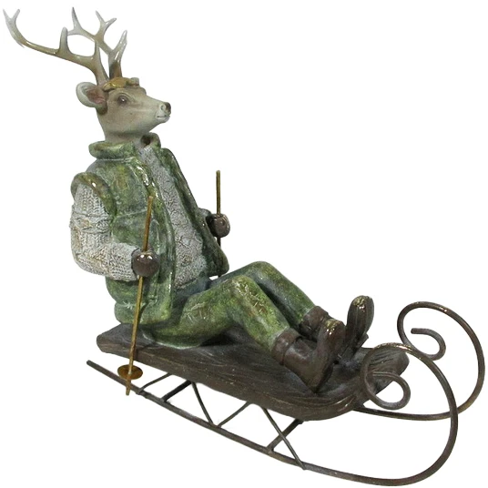 Mondex Since 1986 SANTA LILA Briedžio figūrėlė ant rogučių 29,5x10,5x23,5cm