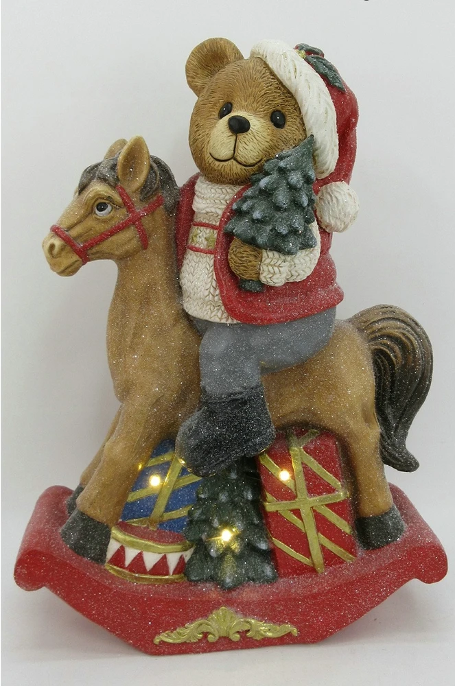 Mondex Since 1986 SANTA LILA Figura Meškiukas na koniku LED 37,5x19x52,5cm